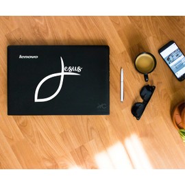 VALIANT COLLECTIONS – Jesus Love and Fish Christian Sticker – Vinyl Jesus Love and Fish Sticker for Car, Truck, and Van – Indoor and Outdoor Use for Wall – Waterproof Decal for Laptop – VC 415 (White)