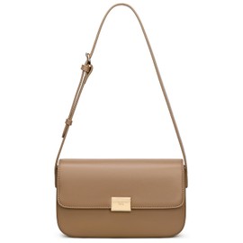 David Jones - Small Shoulder Bag for Women - Handbag with Solid PU Leather Shoulder Strap - Flap Bag - City Evening Shopping Phone Bag Fashion Elegant Classic Chic, Brown / Taupe