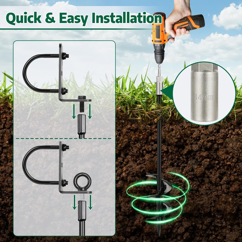 hannger 4 Pack 20" Ground Anchors Screw in - Heavy