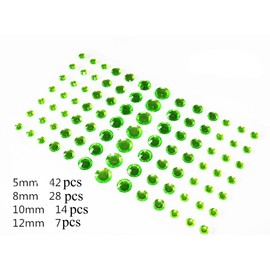 1 Sheet 4 Sizes Rhinestone Stickers 5mm/8mm/10mm/12mm DIY Self Adhesive Gem Stickers Gem Stick on Face Body Hair Makeup Jewels Embellishment Stickers for Festival Crafts Decorations (Green)
