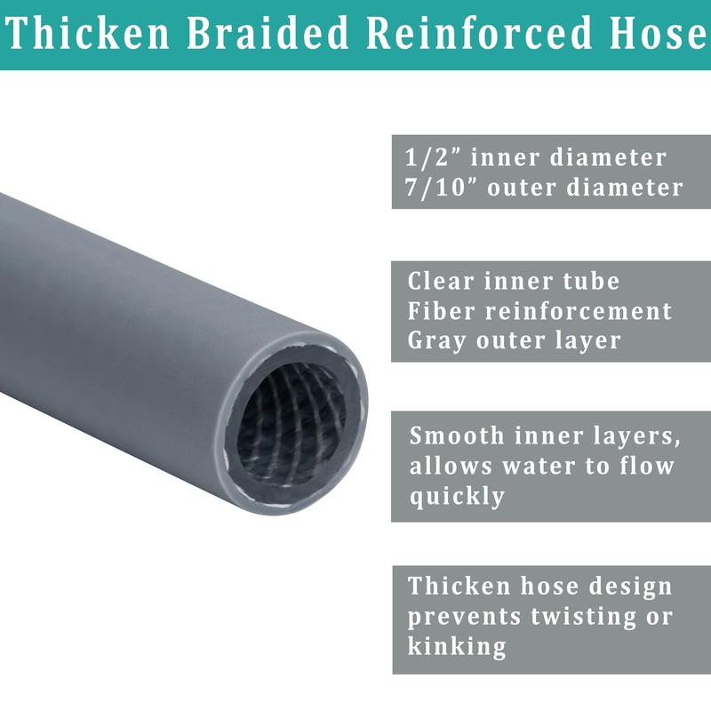 30FT Dehumidifier Drain Hose with 3/4” FHT Brass Rustproof Connector,