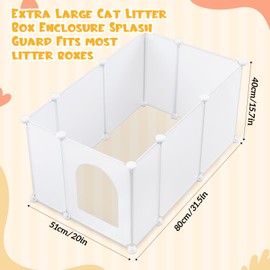 Marsui Extra Large Cat Litter Box Enclosure Splash Guard 31.5 x 20 x 15.7 Inches DIY Litter Box Wall Shield Easy Clean Dog Litter Box Enclosure Light Weight Plastic Sheets for Most Litter Boxes
