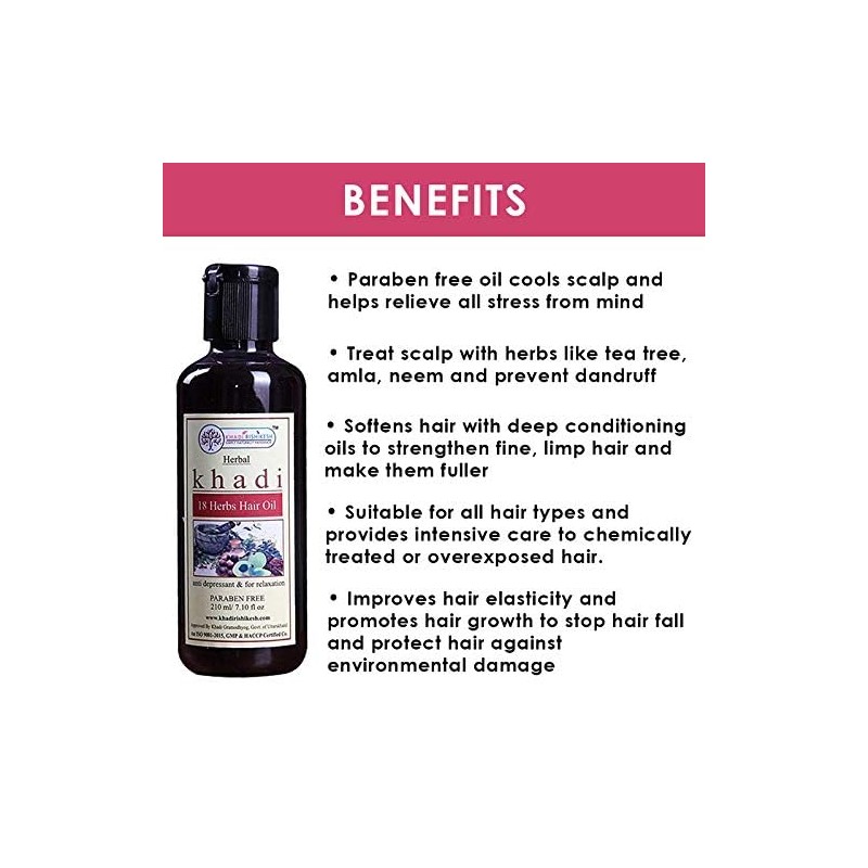 KHADI RISHIKESH Herbal 18 Herbs Hair Oil - 210Ml Pack