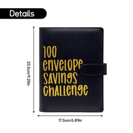 XQMMGO 100 Envelopes Money Saving Challenge Money Book A5 Money Saving Folder with Money Envelopes and 25 Cards for Couples, Offices, Home, School (Black)