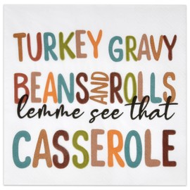 100 Thanksgiving Fall Cocktail Beverage Napkins Disposable Paper Holiday Friendsgiving Harvest Turkey Gravy Beans And Rolls Let Me See That Casserole Dessert Napkin Autumn Dinner Party Tableware Decor