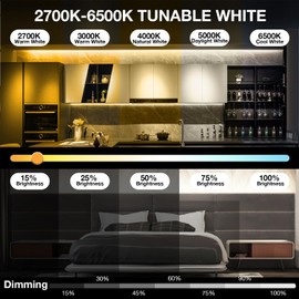 DAYBETTER COB LED Strip Light Tunable White, 32.8ft/10m 6080LEDs White LED Light Strips with Remote, 2700K-6500K Dimmable LED Tape Light, COB LED Lights for Bedroom Kitchen Under Cabinet DIY Lighting