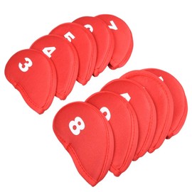 RHINORO - Set of 10 - Golf Iron Clubs Head Covers Cover Protector 3 4 5 6 7 8 9 A SW PW Soft & Lightweight (Red)