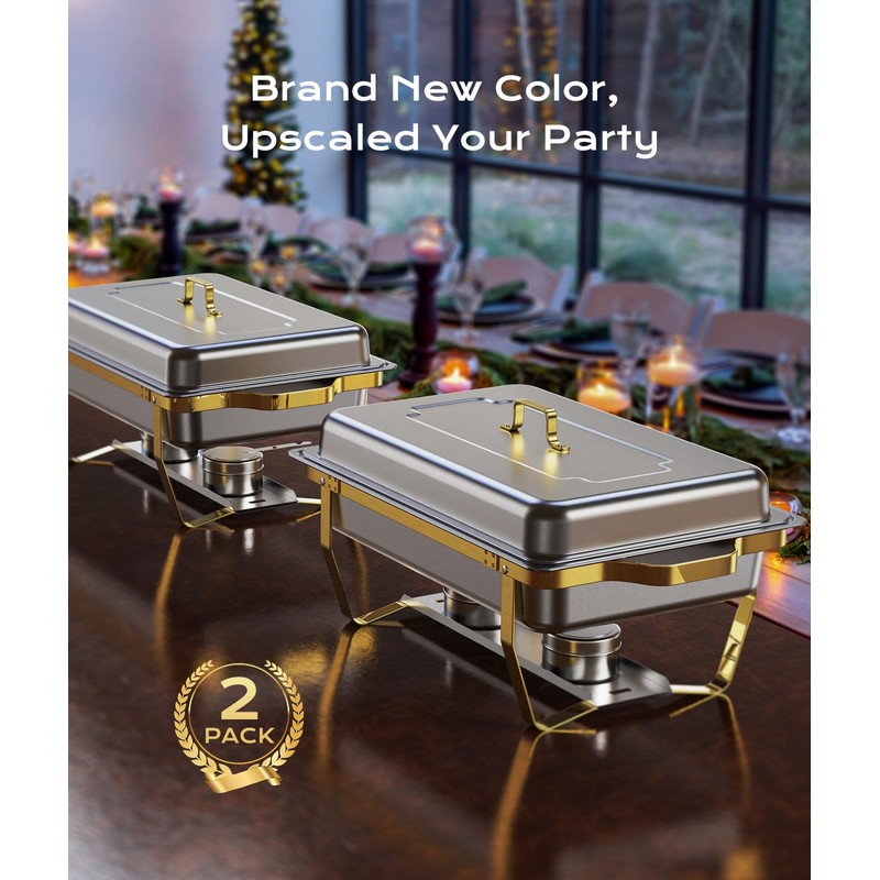 Chafing Dishes for Buffet 2 Pack, 9QT [Elegant Gold and