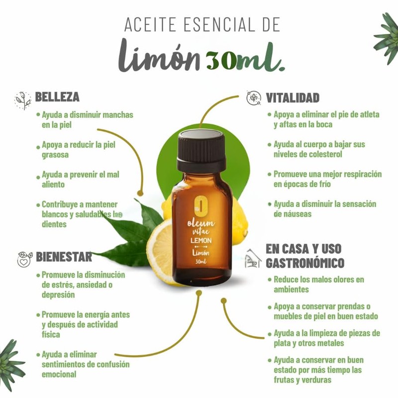 OLEUM VITAE Aceite Esencial de Limón 30ml. Citrus Limonum. 100%