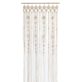 Osunnus Boho Macrame Window Curtain Room Divider Doorway Curtain 79 x 35 Inches Large Long Macrame Wall Hanging for Living Room Bedroom Bohemian Home Decor Wedding Backdrop, Gypsophila - 1 Panel L