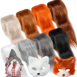 XunYee 8 Pcs Faux Fur Strips for Therian Mask 2 x 60 Inch Fuzzy Fabric Craft Fur for Therian Gear Furry Mask DIY Material Gnomes Beard Santa Claus Dwarf Decoration (Fresh Color)