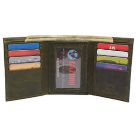 CAZORO Real Cowhide Leather Wallets for Men RFID Blocking Slim Trifold Wallet with ID & Card Slots (Green)