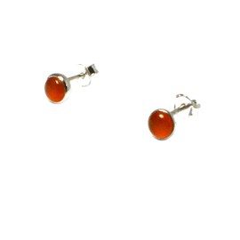 CARNELIAN Sterling Silver 925 Round Gemstone STUD/Earrings - 5 mm - (CST1905161)