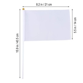 STOBOK Mini Hand Flag Plain DIY Hand Waving Flags Portable Referees Sports Match Equipment - 24pcs, White