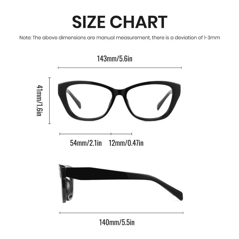 Cyxus Thick Cell Frame, Date Glasses, Blue Light Reduction, No