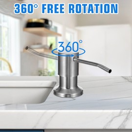 Yolev Kitchen Sink Soap Dispenser Pump Kit Stainless Steel Sink Soap Dispenser Extension Tube Kit with 47" Extension Tube Three Lids for Kitchen Sink Most Soap Bottles No Need to Refill