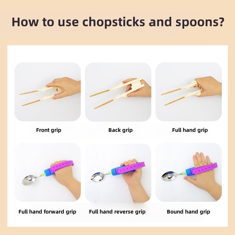 UKYCEORA Auxiliary Tableware,Feeding/Elderly/Anti-shake Spoon,Fork, Fork and Spoon,Three-piece Set, orange Handle