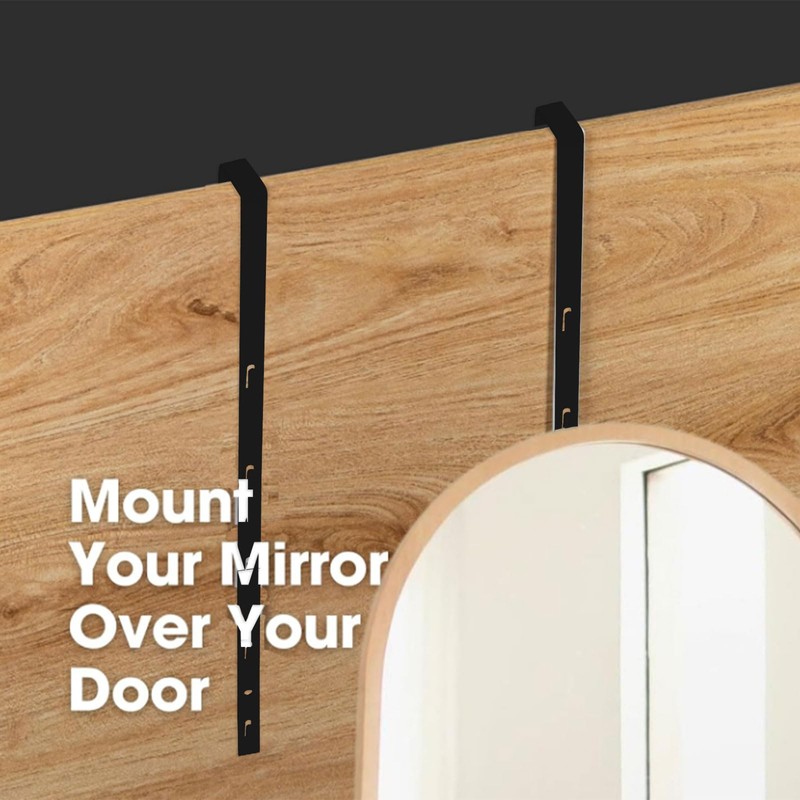 INCREWAY Over-The-Door Mirror Hanger, Adjustable, Black, 1.7'' Depth