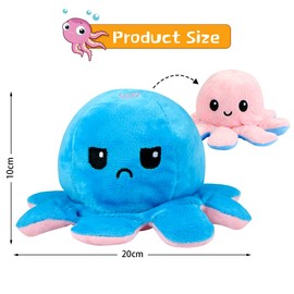 Zaloife Octopus Plush Toys, Reversible Octopus Cuddly Toy, Double-Sided Flip Plush Toy, Birthday Decorations, Stuffed Toy, Gift for Children, Girls, Boys, Friends