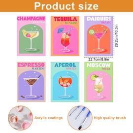 Chingcoo Paint by Numbers Cocktail Set for Adults - DIY Acrylic Painting Set with Brushes and Colours, 20 x 30 cm Canvas for Creative Relaxation (Frameless)