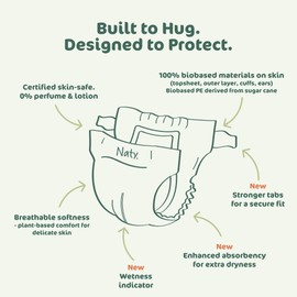 Naty BioEmbrace Baby Diapers Size 5 (24–55 lbs) | 100% Biobased on Skin | Plant-Based Softness | Dermatologically Tested, Super Absorbent | 80 Count