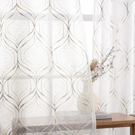 MIULEE Diamond Pattern Embroidered Sheer Curtains with Eyelets for Bedroom Living Room Modern Minimalist 2 Piece Curtain Set 140 x 160 cm Ash