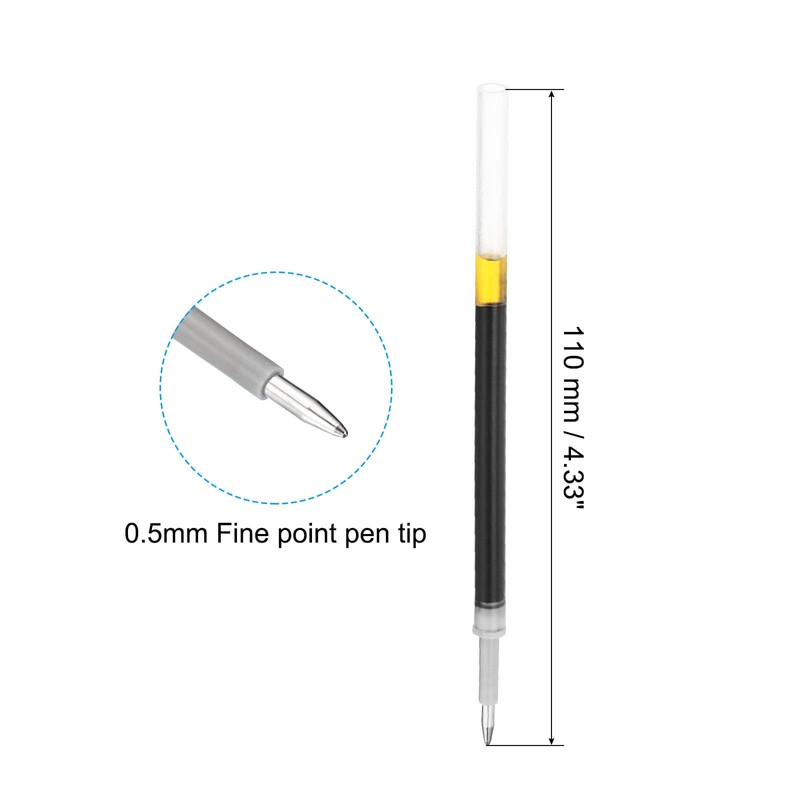 PATIKIL 0.5mm Ink Pen Refills Black, 100 Pcs Replaceable Gel