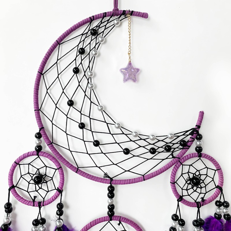 Large Purple Dream Catchers,Moon and Stars Decor,Dream Catcher for Girls