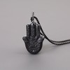 COAI Unisex long chain Hamsa hand pendant made of obsidian,