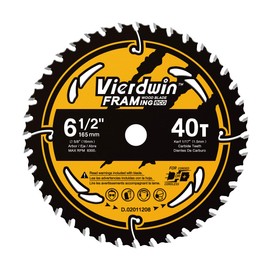 VIERDWIN 6-1/2 Inch 40-Teeth(1PC) Circular Saw Blade with 5/8'' Arbor, High-Density Carbide Teeth for Wood, Plywood, OSB & More