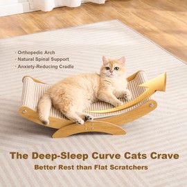 HORIBND Large Cat Scratcher Bed, Wood Cat Couch & Sisal Scratching Board, Sturdy Cat Hammock & Scratch Pad Lounge for Indoor Cats, Multi-Cat Furniture for Deep Sleep