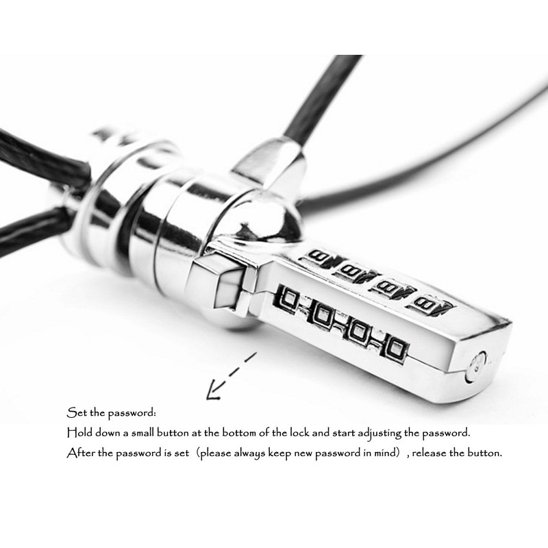 Winterworm Laptop Security Lock, Combination Cable Lock, Theft Protection Tablet