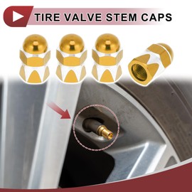 HEROFFIX 4 Pcs Mushroom Shape Tire Valve Stem Caps Decorative Tyre Valve Dust Covers 7x23mm Gold Tone Aluminum Alloy