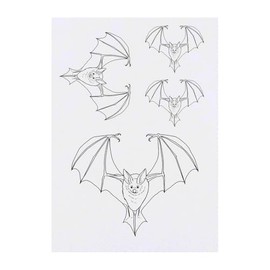 4 x 'Flying Bat' Temporary Tattoos - Water Resistant, Skin-Safe, Non-Toxic Transfers, Mixed Sizes (TO00085112)