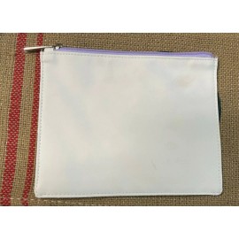 Clinique white Sparking Cosmetic flat clutch Pouch bag Trousse with purple liner