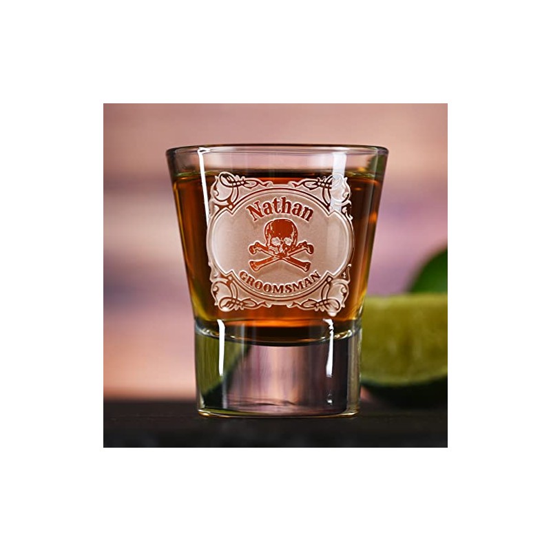 Skull And Cross Bones Groomsman Shot Glass