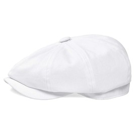 BOTVELA Men's Newsboy Flat Cap 100% Cotton Gatsby Ivy Golf Cabbie Hat (White, 7 1/8)