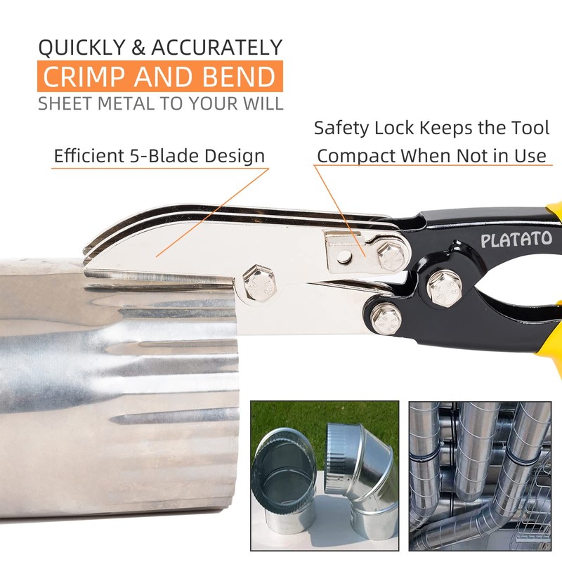 PLATATO 5 Blades Sheet Metal Tools HVAC Tool Duct Crimping