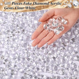 400 Pcs 0.8 Inch 20mm Clear Fake Diamonds Wedding Table Diamond Decor Scattering Crystal Diamonds for Decoration Vase Filler Jewelry for Wedding Anniversary Engagement Bridal Shower Party Decors
