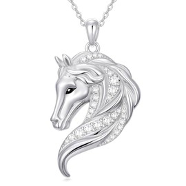 YEESIA Horse Necklace for Women 925 Sterling Silver Horse Head Pendant Necklace Cute Animal Pendant Cubic Zirconia Jewelry Gift for Women