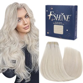 Fshine Real Hair Weft Extensions 35 cm Colour 2 Dark Brown up to 8 Ash Brown 100 g Balayage Hair Real Sew in Weft Braids Extensions Straight Remy Weft Hair Extensions Real Hair