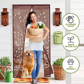 Umimiss Fly Screens for Doors - Door Fly Screen Curtain, Magnetic Fly Screen Door, Patio Door Fly Screen, Door Curtains to Stop Flies, Cat Door Screen, French Door Fly Screen (90 × 210 Cm)