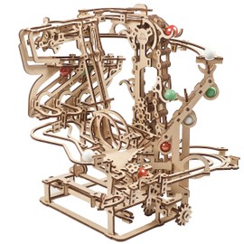 UGEARS 3D Puzzle Marble Run Chain Creative 3D Wooden Puzzles for Adults with Rubber Band Motor - Marble Run Chain Wood Model Kit - Unique Wooden Puzzle - 3D Puzzles for Adults Kit