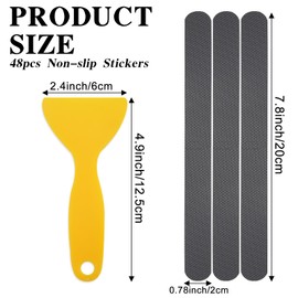 WATUNID 48PCS Non Slip Bathtub Stickers, Anti Slip Shower Sticker with Scraper for Floor Safety, Adhesive Strips Bath Tub Stairs Floors Kitchen(Transparent and Grey)