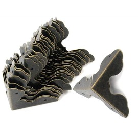 XMHF Box Corner Protector Triangle Metal Case Wooden Box Edge Safety Guard for Furniture Decor 1-1/4" x 1-1/4" Bronze Tone Pack of 12