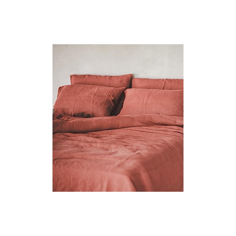 Ger3as Linen Bed Sheet without Rubber, 100% Stonewashed, Natural Linen