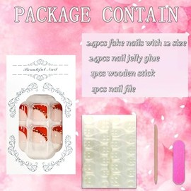 Press on Toenails with Designs Acrylic Fake Nails for Toe Artificial False Nails with Charms Glue on Toe Nails for Spring Summer Stick on Toenails for Women Girls(JZ036)