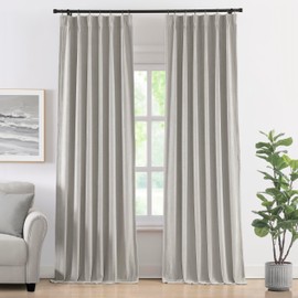 Vision Home Silver Grey Pinch Pleated Full Blackout Curtains Velvet Chenille Room Darkening Window Panels 95 inch for Living Room Bedroom Thermal Insulated Pinch Pleat Drapes with Hooks 36" Wx95 Lx2