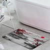 Asian Decor Bath Mat Rugs Red Plum Blossom Branch Japanese
