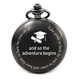 levonta Graduation Gifts for Men from College Engraved Pocket Watch with Chain (Black05 Graduation Gifts)